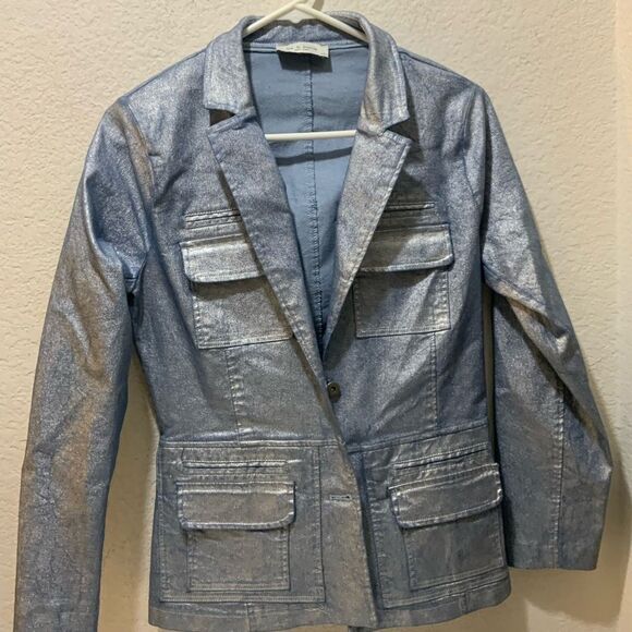 lola and sophie metallic blue blazer XS - Picture 2 of 8